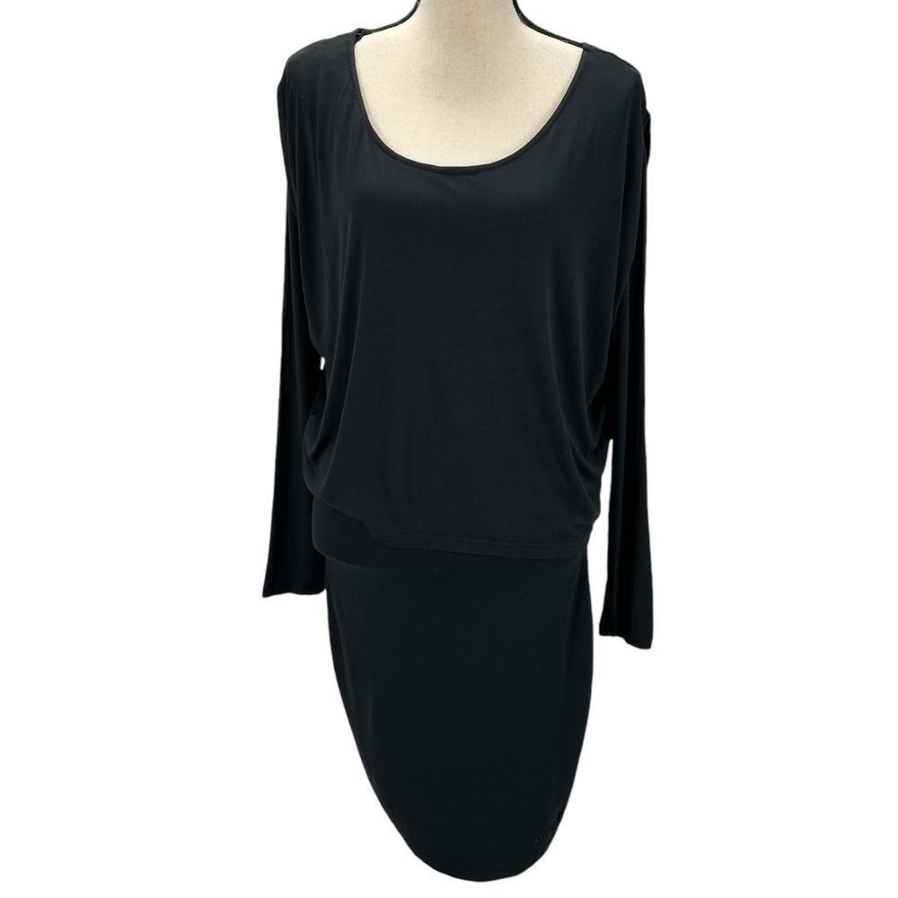 Bench Long Sleeve Round Neck Layered Top Midi Dress - Black - size Small
